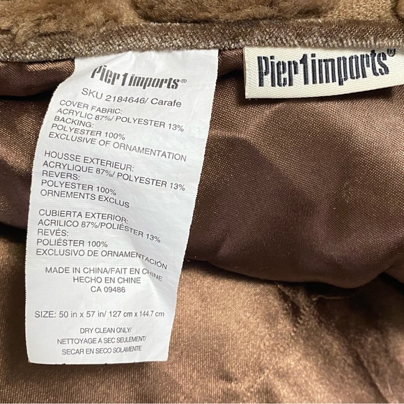 Pier 1 Bubble Faux Fur Brown Blanket Textured Soft Marshmallow Decorative Throw - Picture 8 of 9